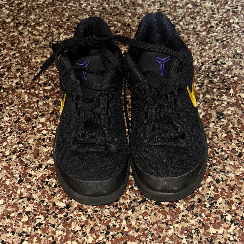 Nike Kids Shoes Black with Yellow and Purple Accents